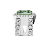 White gold Fancy Green Asscher  Cut Halo Split Shank Diamond Ring with Four-Prong Setting_5