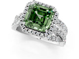White gold Fancy Green Asscher  Cut Halo Split Shank Prong Setting Ring_13