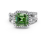 White gold Fancy Green Asscher  Cut Halo Split Shank Prong Setting Ring_17