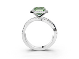 White gold Fancy Green Asscher  Cut Halo Split Shank Prong Setting Ring_20