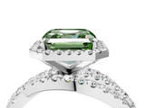 White gold Fancy Green Asscher  Cut Halo Split Shank Prong Setting Ring_21
