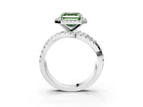 White gold Fancy Green Asscher  Cut Halo Split Shank Prong Setting Ring_27
