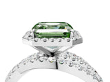 White gold Fancy Green Asscher  Cut Halo Split Shank Prong Setting Ring_28