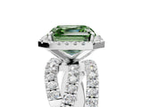 White gold Fancy Green Asscher  Cut Halo Split Shank Prong Setting Ring_29