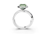 White gold Fancy Green Asscher  Cut Halo Split Shank Prong Setting Ring_39