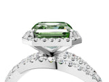 White gold Fancy Green Asscher  Cut Halo Split Shank Prong Setting Ring_40