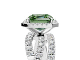 White gold Fancy Green Asscher  Cut Halo Split Shank Prong Setting Ring_41