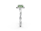 White gold Fancy Green Asscher Cut Halo Twist Band with Four-Prong Setting_2