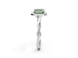White gold Fancy Green Asscher Cut Halo Twist Band with Four-Prong Setting_75