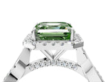 White gold Fancy Green Asscher Cut Halo Twist Band with Four-Prong Setting_76