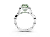 White gold Fancy Green Asscher Cut Halo Twist Band with Four-Prong Setting_76
