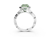 White gold Fancy Green Asscher  Cut Halo Twisted Band Four-Prong Ring_3