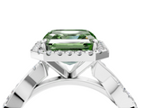 White gold Fancy Green Asscher  Cut Halo Twisted Band Four-Prong Ring_4