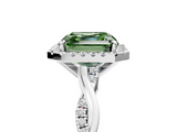 White gold Fancy Green Asscher  Cut Halo Twisted Band Four-Prong Ring_5
