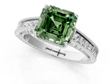 White gold Fancy Green Asscher  Cut Milgrain Channel Set Engagement Ring with Solitaire Prong Setting_19