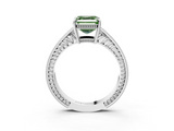 White gold Fancy Green Asscher  Cut Milgrain Channel Set Engagement Ring with Solitaire Prong Setting_20