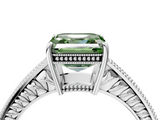 White gold Fancy Green Asscher  Cut Milgrain Channel Set Engagement Ring with Solitaire Prong Setting_21
