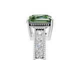 White gold Fancy Green Asscher  Cut Milgrain Channel Set Engagement Ring with Solitaire Prong Setting_22