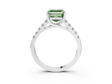 White gold Fancy Green Asscher  Cut Pavé Band Solitaire Ring with Four-Prong Setting_13
