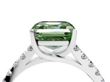 White gold Fancy Green Asscher  Cut Pavé Band Solitaire Ring with Four-Prong Setting_14