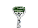 White gold Fancy Green Asscher  Cut Pavé Band Solitaire Ring with Four-Prong Setting_21