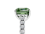 White gold Fancy Green Asscher  Cut Pavé Band Solitaire Ring with Four-Prong Setting_27