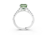 White gold Fancy Green Asscher  Cut Pavé Band Solitaire Ring with Four-Prong Setting_3