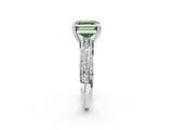White gold Fancy Green Asscher  Cut Pave Diamond Engagement Ring with Channel Set Band and Four-Prong Setting_2