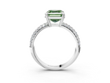 White gold Fancy Green Asscher  Cut Pave Diamond Engagement Ring with Channel Set Band and Four-Prong Setting_3