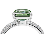 White gold Fancy Green Asscher  Cut Pave Diamond Engagement Ring with Channel Set Band and Four-Prong Setting_4