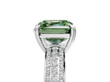 White gold Fancy Green Asscher  Cut Pave Diamond Engagement Ring with Channel Set Band and Four-Prong Setting_5