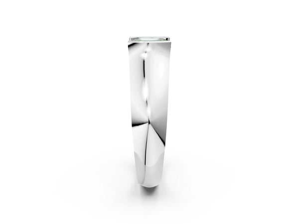 Platinum Asscher Cut Half Bezel Engagement Ring Setting for Fancy Green Center - Design RJ-777