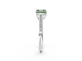 White gold Fancy Green Asscher Cut Solitaire Cathedral Diamond Engagement Ring with Channel-Set Band and Four-Prong Setting_17