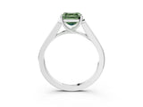 White gold Fancy Green Asscher Cut Solitaire Cathedral Diamond Engagement Ring with Channel-Set Band and Four-Prong Setting_18