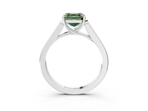 White gold Fancy Green Asscher Cut Solitaire Cathedral Diamond Engagement Ring with Channel-Set Band and Four-Prong Setting_18