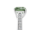 White gold Fancy Green Asscher Cut Solitaire Cathedral Diamond Engagement Ring with Channel-Set Band and Four-Prong Setting_20