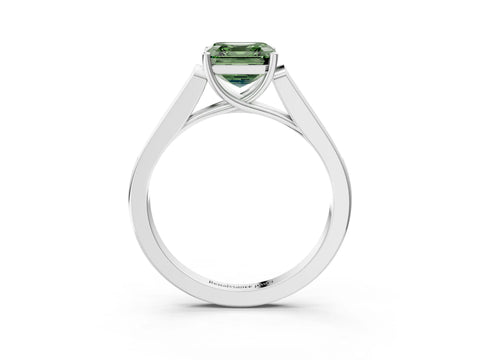 White gold Fancy Green Asscher Cut Solitaire Cathedral Diamond Engagement Ring with Channel-Set Band and Four-Prong Setting_6