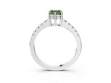 White gold Fancy Green Asscher Cut Solitaire Diamond Engagement Ring with Pavé Band and Six-Prong Setting_28
