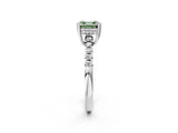 White gold Fancy Green Asscher Cut Solitaire Diamond Engagement Ring with Pavé Band and Six-Prong Setting_38