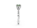 White gold Fancy Green Asscher Cut Solitaire Diamond Engagement Ring with Pavé Band and Six-Prong Setting_39