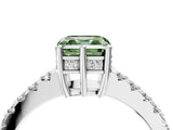 White gold Fancy Green Asscher Cut Solitaire Diamond Engagement Ring with Pavé Band and Six-Prong Setting_41