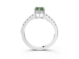 White gold Fancy Green Asscher Cut Solitaire Diamond Engagement Ring with Pavé Band and Six-Prong Setting_57