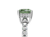 White gold Fancy Green Asscher Cut Solitaire Diamond Engagement Ring with Pavé Band and Six-Prong Setting_59