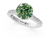 White gold Fancy Green Asscher  Cut Solitaire Diamond Engagement Ring with Pave Band and Four-Prong Setting_1