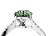 White gold Fancy Green Asscher  Cut Solitaire Diamond Engagement Ring with Pave Band and Four-Prong Setting_4