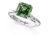 White gold Fancy Green Asscher Cut Solitaire Diamond Engagement Ring with Twisted Pave Band and Four-Prong Setting_20