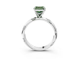 White gold Fancy Green Asscher Cut Solitaire Diamond Engagement Ring with Twisted Pave Band and Four-Prong Setting_22
