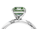 White gold Fancy Green Asscher Cut Solitaire Diamond Engagement Ring with Twisted Pave Band and Four-Prong Setting_23