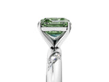White gold Fancy Green Asscher Cut Solitaire Diamond Engagement Ring with Twisted Pave Band and Four-Prong Setting_24