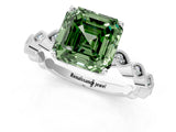 White gold Fancy Green Asscher Cut Solitaire Diamond Ring with Infinity Twist Band and Four-Prong Setting_1